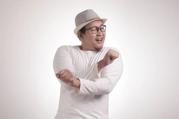 Portret Van Een Leuke Jonge Aziatische Man Glimlachend Dansen Gelukkig — Stockfoto