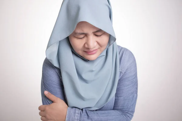 Portrait Sad Asian Muslim Woman Wearing Hijab Crying Depression Concept — Stock Photo, Image