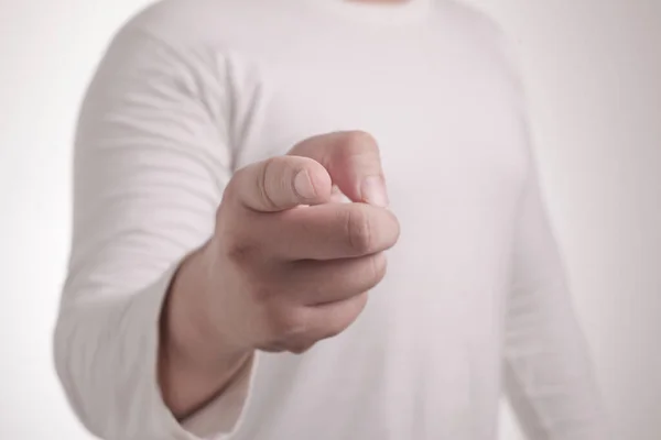 Porträt Eines Jungen Asiatischen Mannes Der Nach Vorne Zeigt Und — Stockfoto