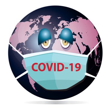Corona virüsü, 2019-Ncov veya Covid-19. Roman Coronavirus. Koronavirüs altındaki hasta dünya yayılıyor. Sağlık hizmetleri ve tıbbi konseptin vektör çizimi
