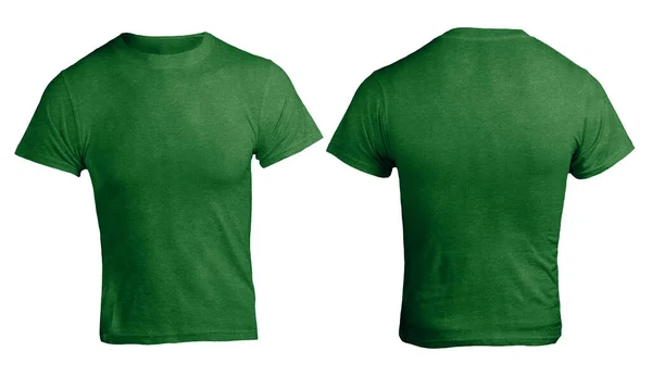 Verde Urze Cor Shirt Mock Vista Frontal Traseira Isolado Simples — Fotografia de Stock