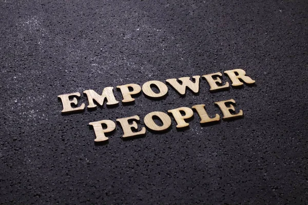 Empower People Business Motivational Inspirational Quotes Wooden Words Typography Lettering — Stock Photo, Image