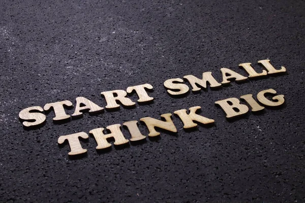 Start Small Think Big Business Motivational Inspirational Quotes Wooden Words — Stock Photo, Image
