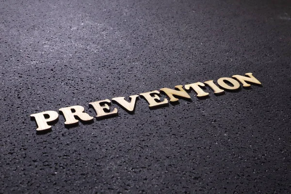 Prevention. Medical and health care words writing typography lettering concept, Preventive Health Care concept on black background