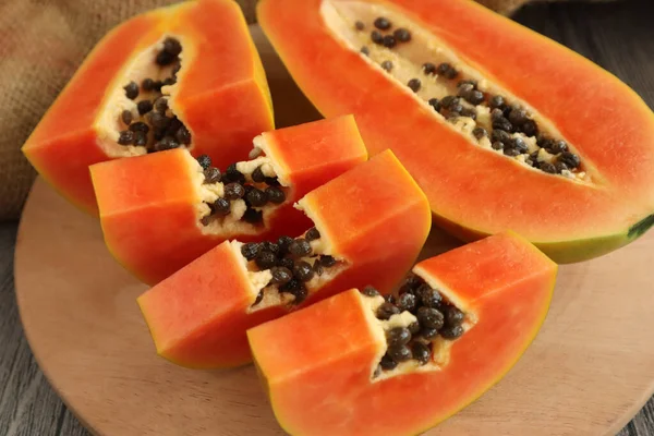 Papaya Sliced Delicious Fresh Exotic Healthy Fruits Close Image Papaya — Stock Photo, Image