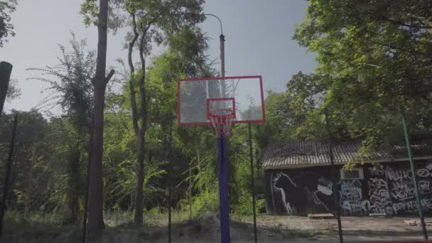 Bal Vliegt Basketbalring — Stockvideo