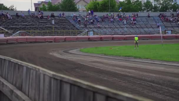 Motorfietsen Rijden Snel Langs Baan Motorcross Kampioenschappen — Stockvideo