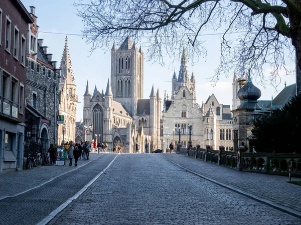 Stadslandschap Met Sint Nicolaaskerk Gent — Stockfoto