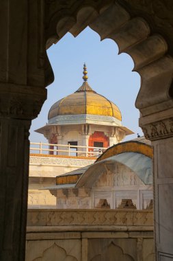 Çerçeveli görünümünü Musamman Burj Agra kale, Uttar Pradesh, Hindistan
