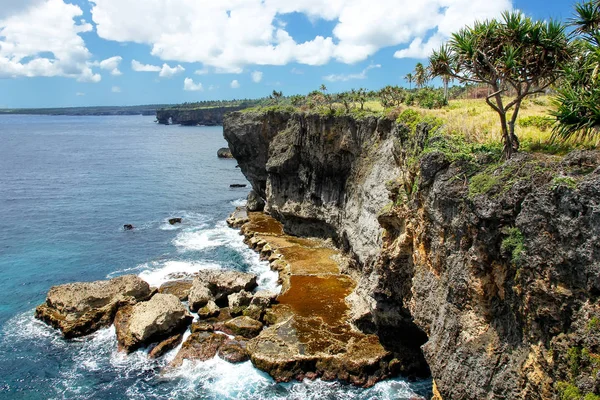 Klipporna på den södra stranden av Tongatapu i Tonga — Stockfoto