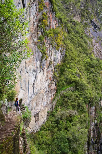 Il ponte Inca vicino a Machu Picchu in Perù — Foto Stock