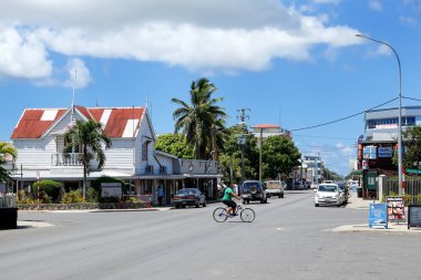 TONGATAPU, TONGA - NOVEMBER 18: Street in Nuku'alofa on November clipart