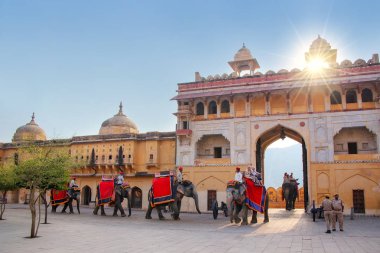 Suraj Pol (Sun Gate) Jaleb Chowk girerek filler dekore edilmiş