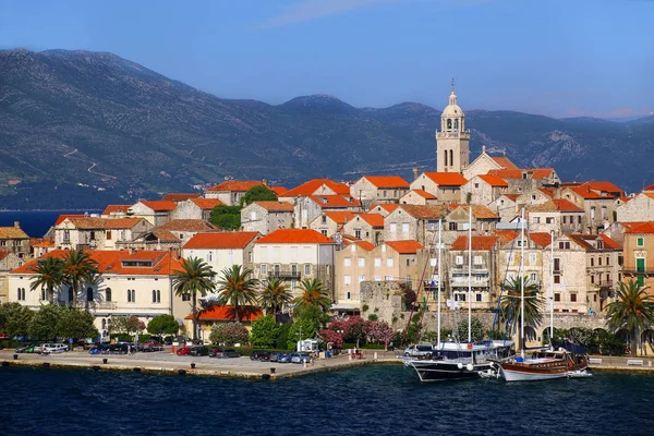 Hırvatistan 'ın Korcula Eski Kasabası Manzarası