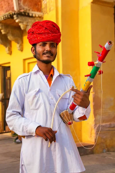 AMBER, INDIA - NOVEMBER 13: Unidentified man plays ravanahatha i — Stock Photo, Image