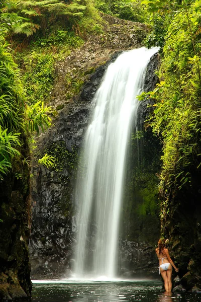 Wainibau Waterfall at the end of Lavena Coastal Walk on Taveuni — Stock Photo, Image