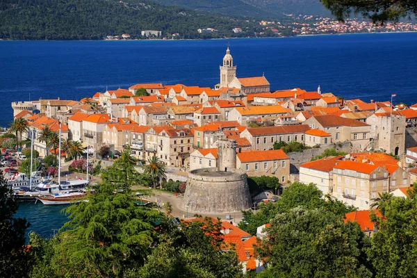 Pohled na Staré Město Korčula, Chorvatsko — Stock fotografie