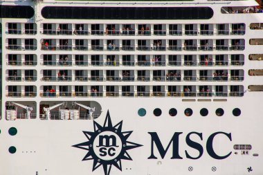 Venice, İtalya - 21 Haziran: throug hareketli ayrıntı Msc cruise gemi