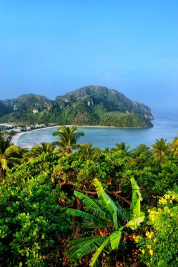 View of Phi Phi Don Island from an overlook, Krabi Province, Tha clipart