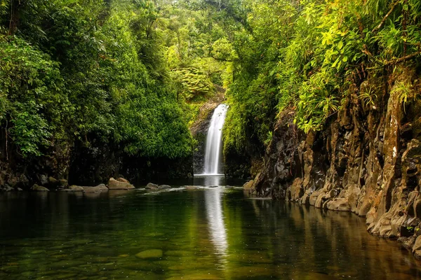 Wainibau waterval aan het eind van Lavena kust lopen op Taveuni — Stockfoto