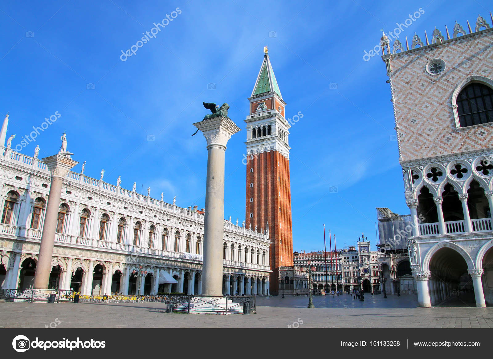 View of Piazzetta San Marco with St Mark's Campanile, Lion of Ve
