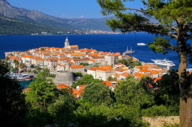 Hırvatistan 'ın Korcula Eski Kasabası Manzarası