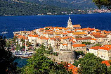 Hırvatistan 'ın Korcula Eski Kasabası Manzarası