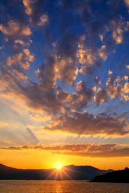 Sunrise Peljesac Yarımadası ve Peljeski Boğazı, Korcula, Cr
