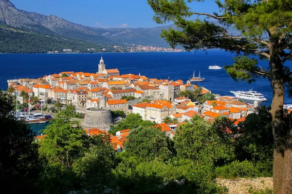 Hırvatistan 'ın Korcula Eski Kasabası Manzarası