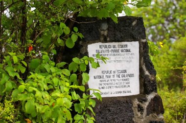Sign on Santiago Island about protecting wildlife, Galapagos Nat clipart