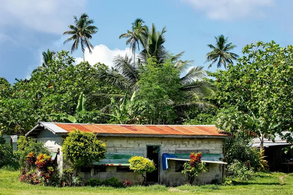 Casa típica fijiana en la aldea de Lavena en la isla de Taveuni, Fiyi — Foto de Stock