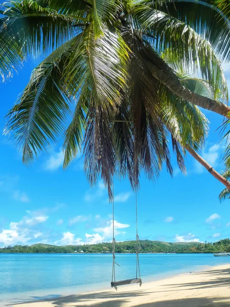 Rope swing at the beach on Nananu-i-Ra island, Fiji — Stock Photo, Image