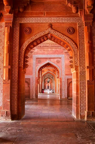 Interior Jama Masjid Fatehpur Sikri Uttar Pradesh India Mezquita Fue — Foto de Stock