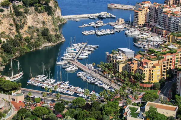 Vista Marina Barco Entre Cidade Mônaco Fontvieille Mônaco Cidade Mônaco — Fotografia de Stock