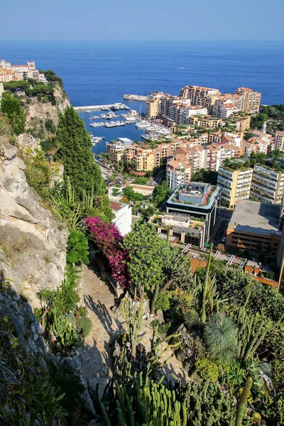 Vista Jardim Botânico Bairro Fontvieille Mônaco Fontvieille Dos Quatro Bairros — Fotografia de Stock