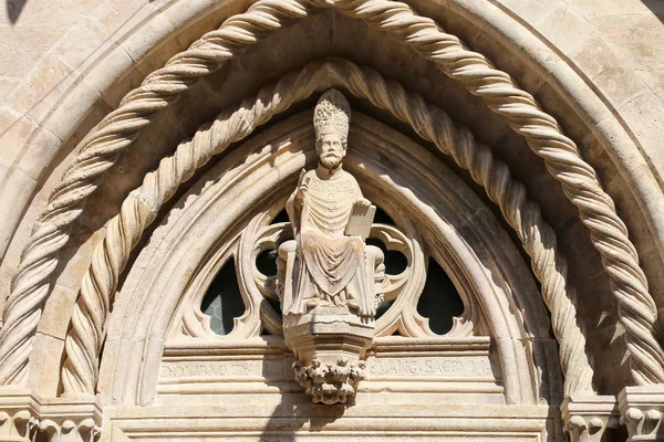 Cathedral Mark Korcula Eski Şehirde Hırvatistan Kapı Detay Bir Tarihi — Stok fotoğraf