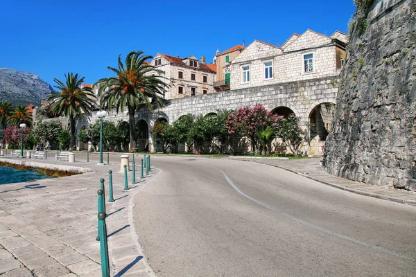 Camino Alrededor Las Murallas Del Casco Antiguo Korcula Croacia Korcula — Foto de Stock