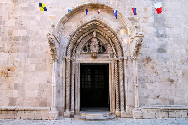 Puerta Catedral San Marcos Casco Antiguo Korcula Croacia Korcula Una — Foto de Stock