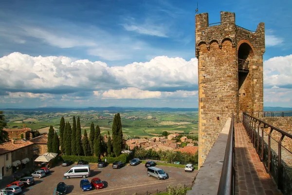 Πύργος Του Φρουρίου Montalcino Val Orcia Τοσκάνη Ιταλία Φρούριο Χτίστηκε — Φωτογραφία Αρχείου