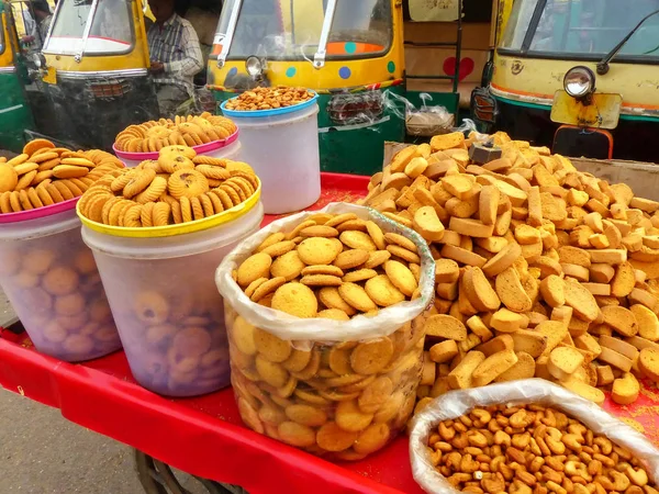 Exhibición Galletas Kinari Bazaar Agra Uttar Pradesh India Kinari Bazaar — Foto de Stock