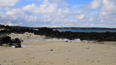 Sandy beach büyük Darwin Bay Genovesa Adası, Galapagos Milli Parkı, Ecuador
