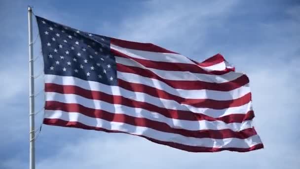 Американський Прапор Розмахує Вітром — стокове відео