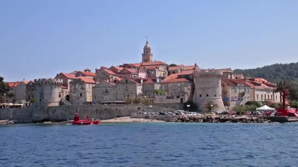 Widok Stare Miasto Korcula Chorwacja Korcula Jest Historycznym Ufortyfikowanym Miastem — Wideo stockowe