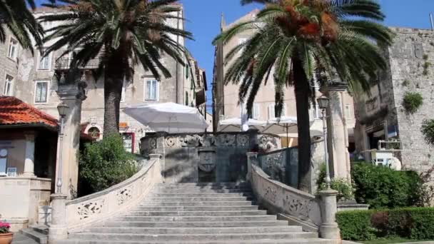 Morska Vrata Puerta Del Mar Casco Antiguo Korcula Croacia Korcula — Vídeos de Stock