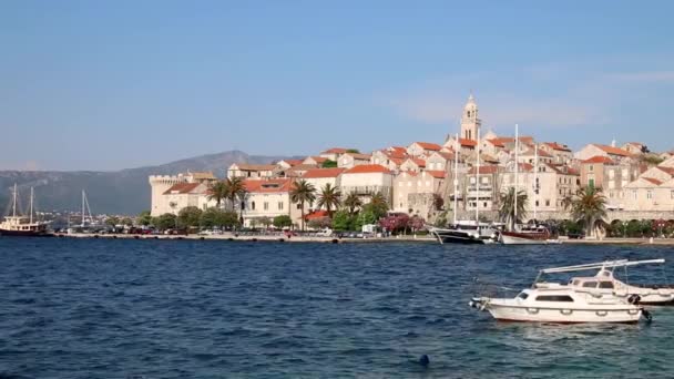 Hırvatistan Eski Korcula Kasabası Manzarası Korcula Korcula Adasının Doğu Kıyısında — Stok video