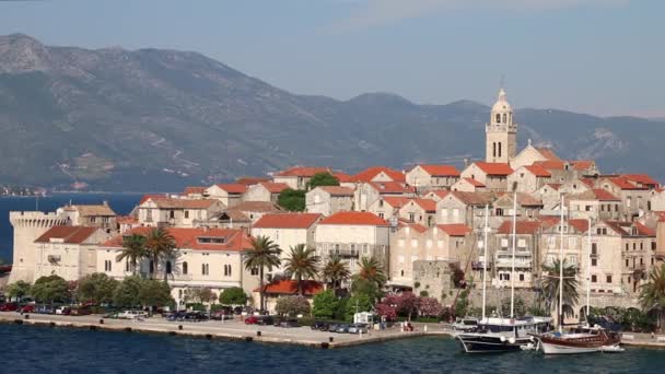 Widok Stare Miasto Korcula Chorwacja Korcula Jest Historycznym Ufortyfikowanym Miastem — Wideo stockowe