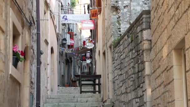 Korcula Croatie Juin Rue Étroite Dans Vieille Ville Korcula Juin — Video