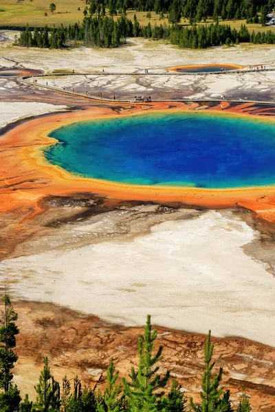 Légi Kilátás Grand Prismatic Spring Midway Geyser Basin Yellowstone Nemzeti — Stock Fotó