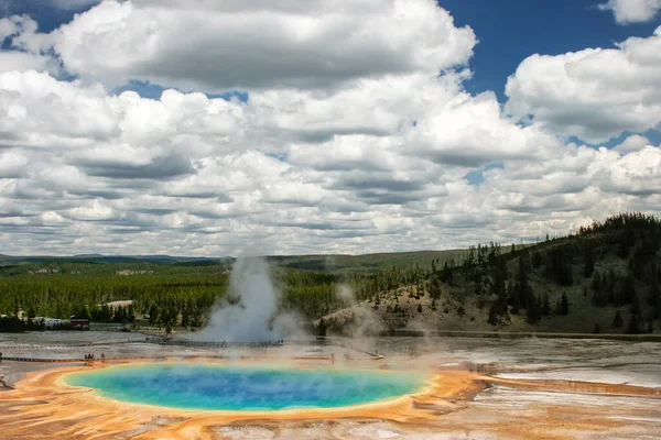 Aerial View Grand Prismatic Spring Midway Geyser Basin Yellowstone National — Stock Photo, Image