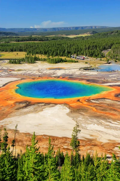 Aerial View Grand Prismatic Spring Midway Geyser Basin Yellowstone National — Stock Photo, Image